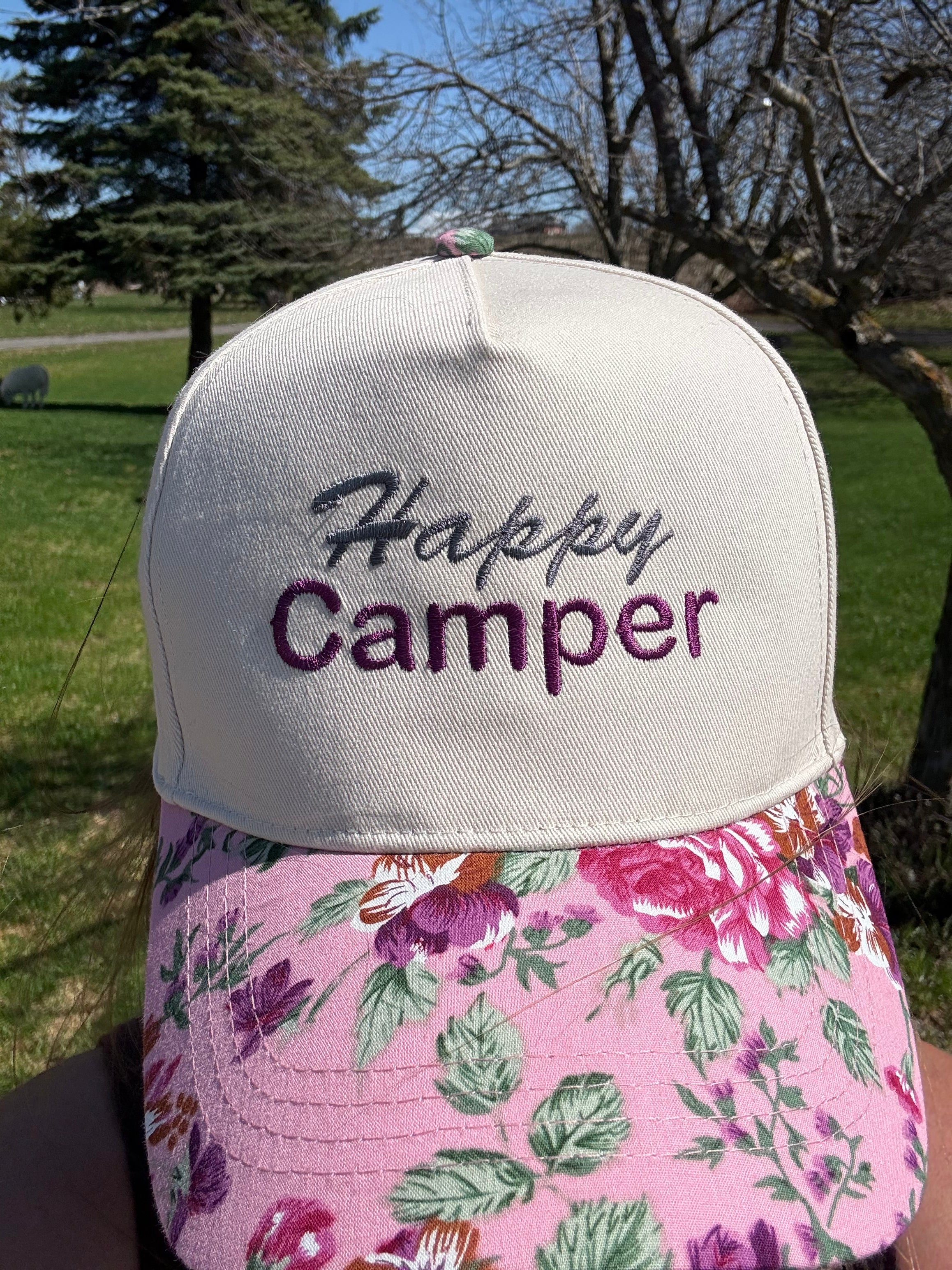 Pink Floral Brim Hat - CUSTOMIZE ME!