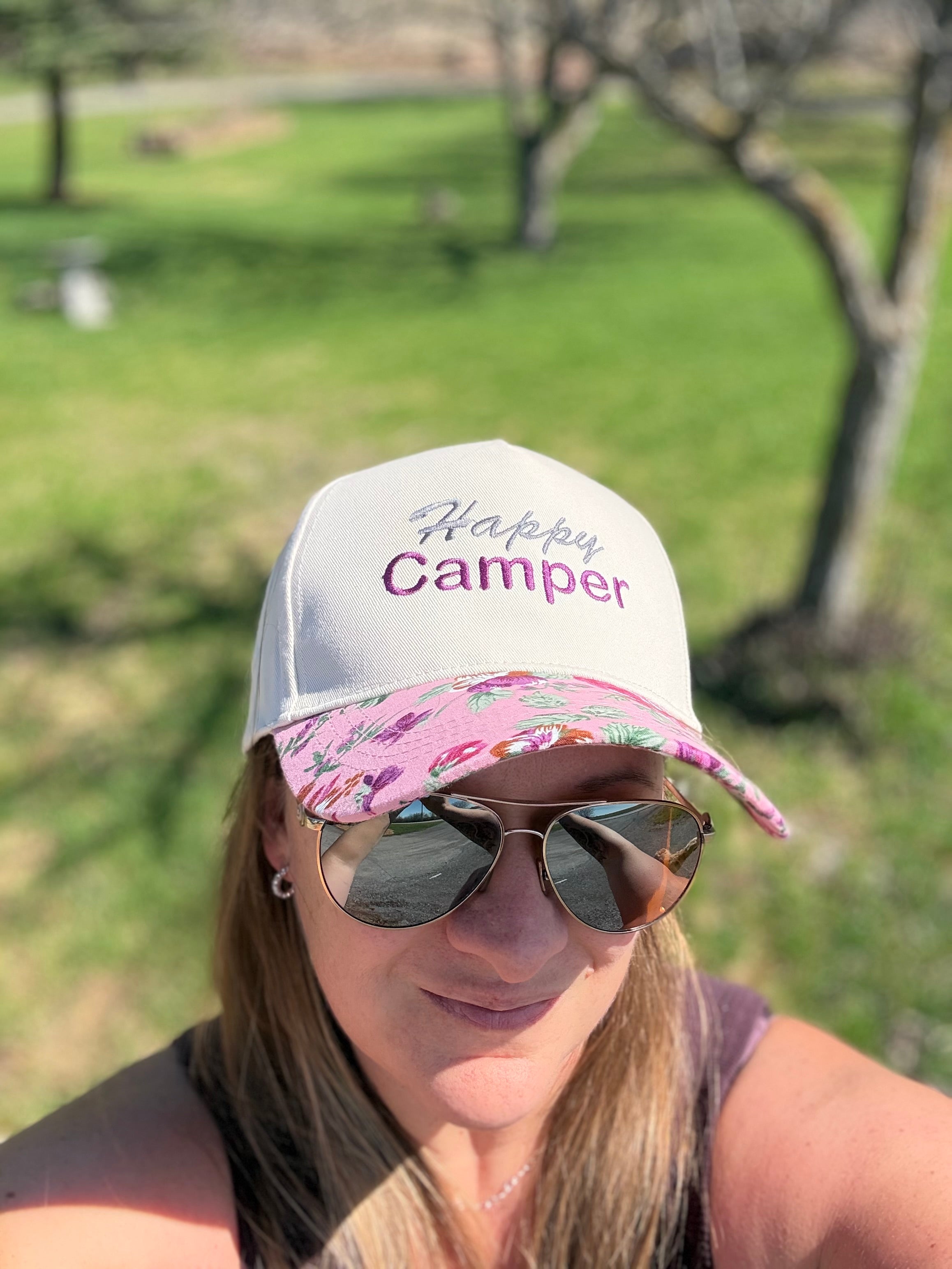 Pink Floral Brim Hat - CUSTOMIZE ME!