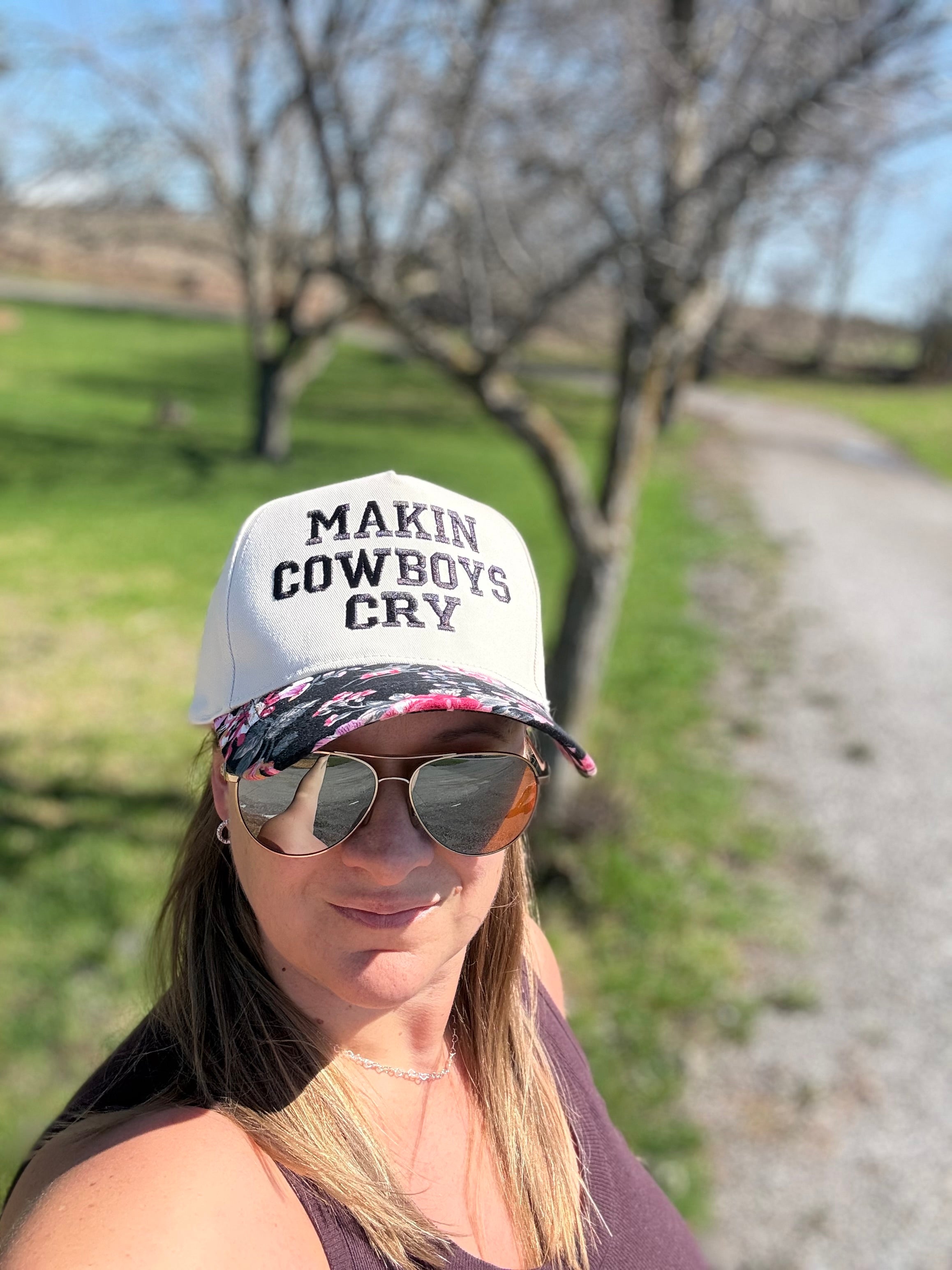 Black Floral Brim Hat - CUSTOMIZE ME!