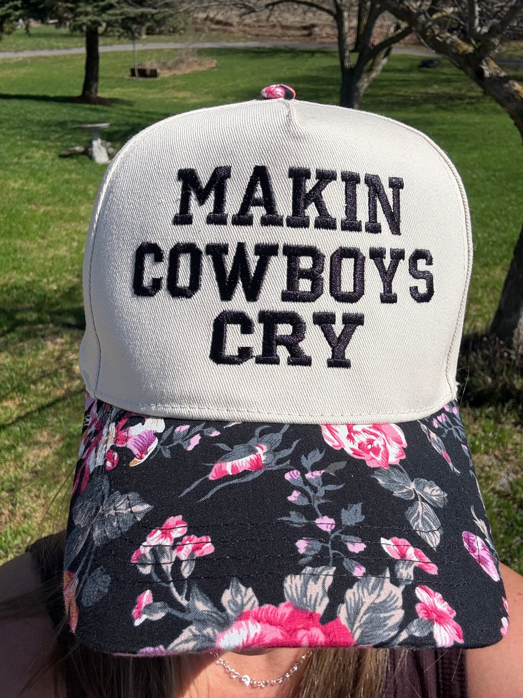 Black Floral Brim Hat - CUSTOMIZE ME!