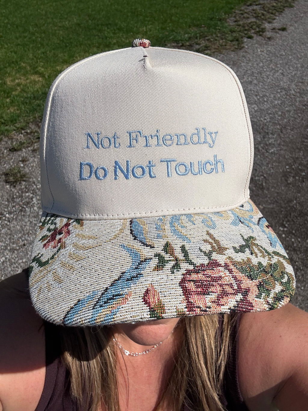 Floral Print Beige Brocade Hat - CUSTOMIZE ME!