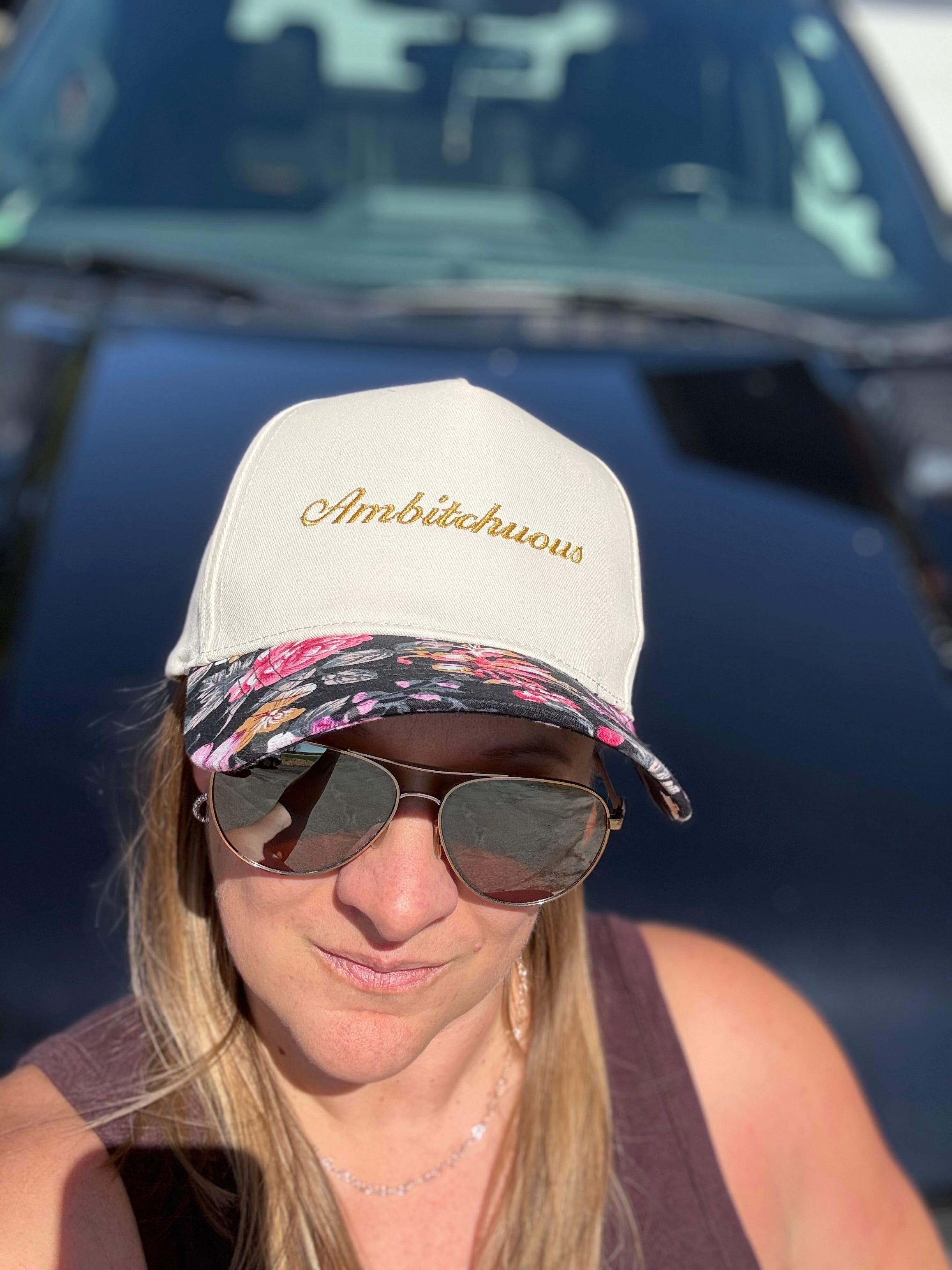 Black Floral Brim Hat - CUSTOMIZE ME!