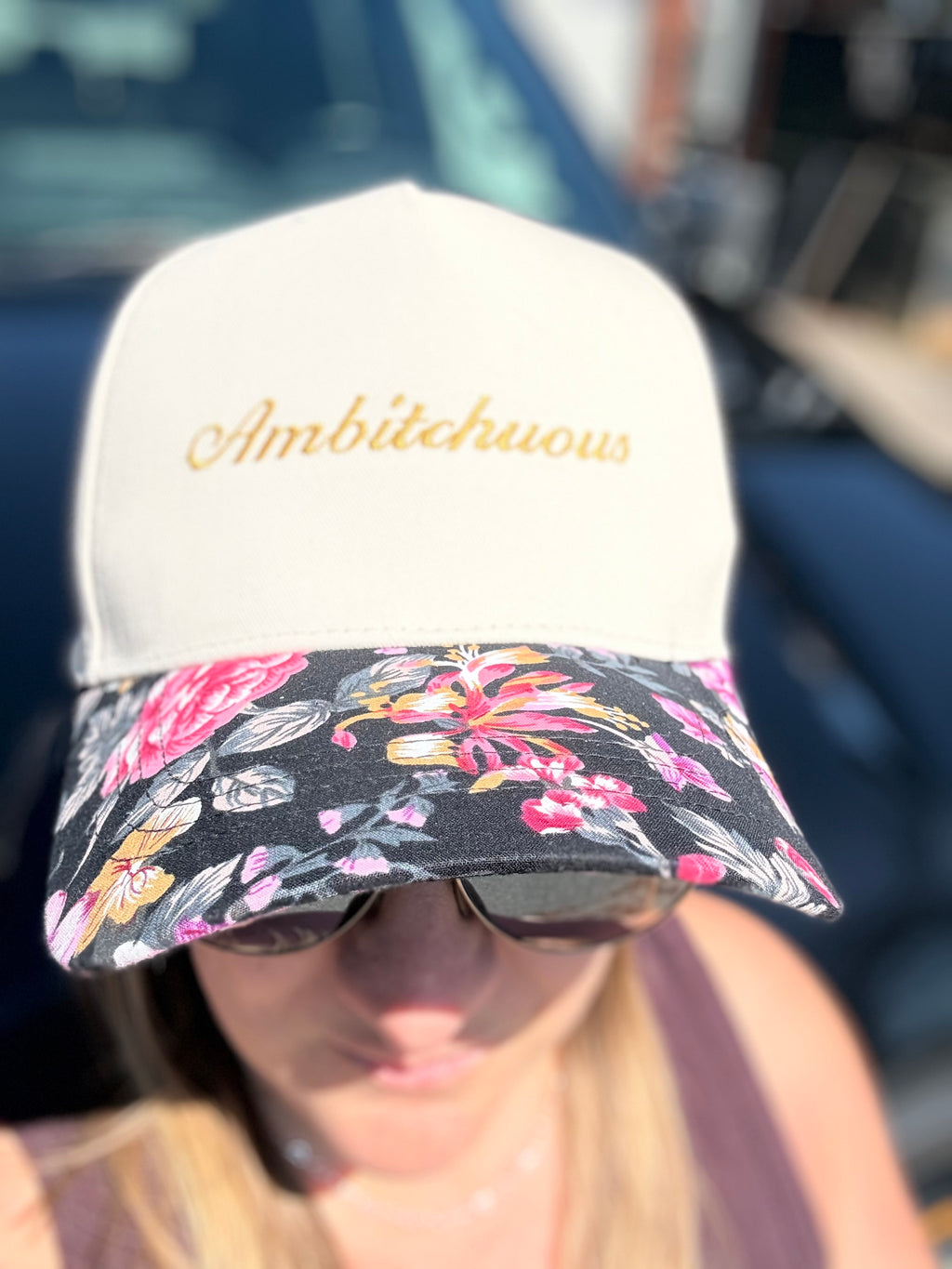 Black Floral Brim Hat - CUSTOMIZE ME!