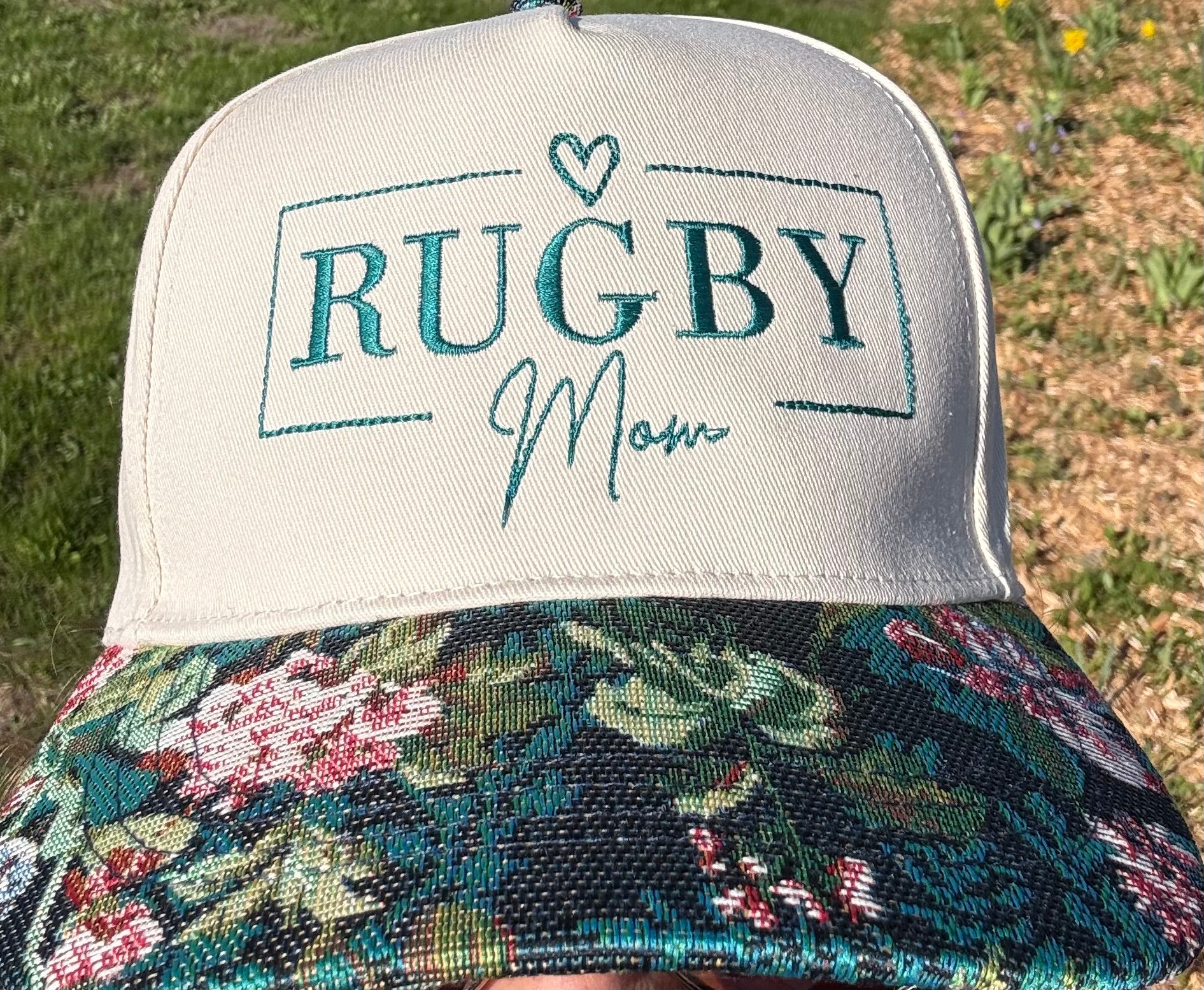 Navy Floral Brocade Brim Hat - CUSTOMIZE ME!