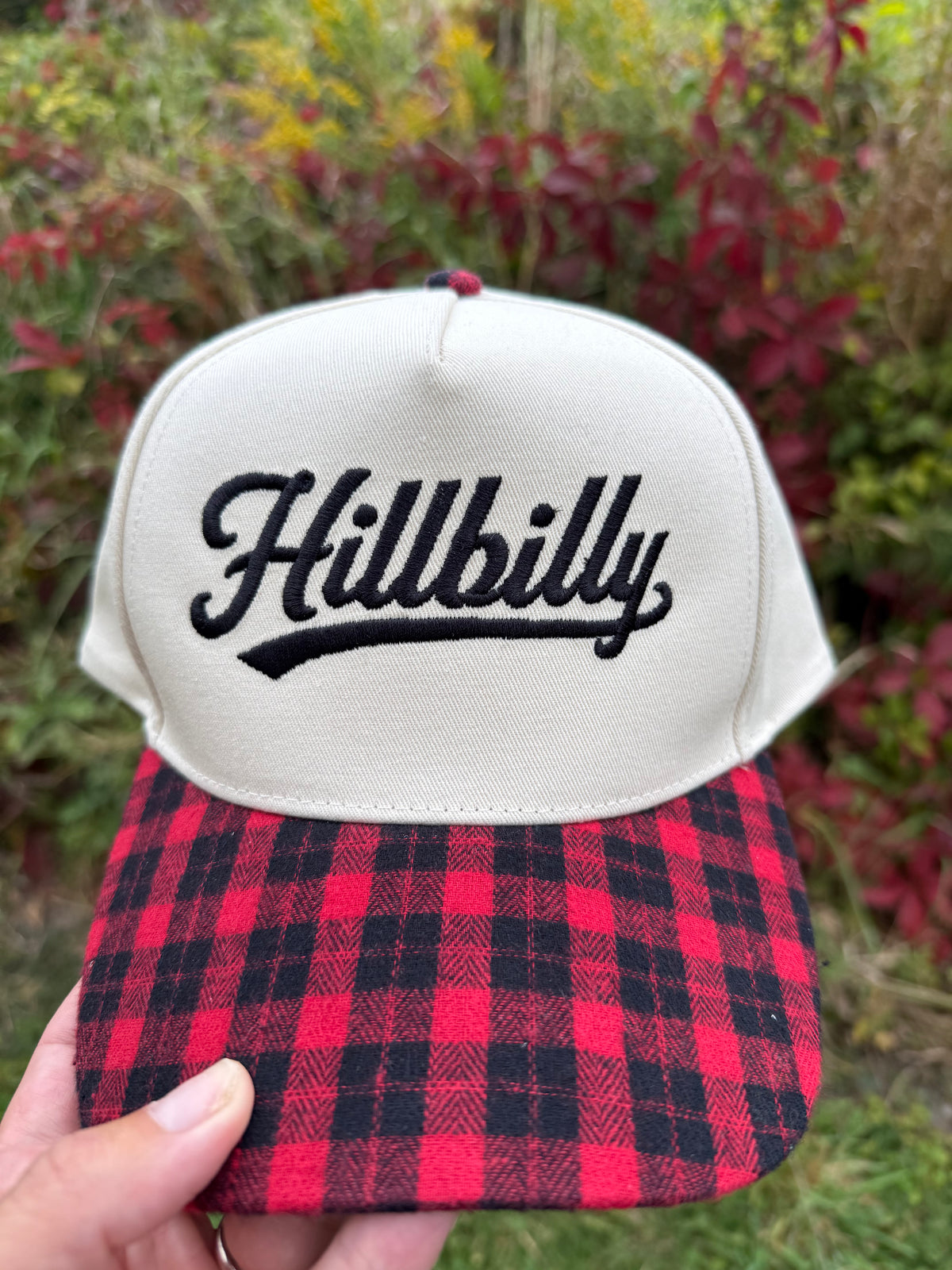 Red Plaid Brim / Beige Hat - CUSTOMIZE ME!