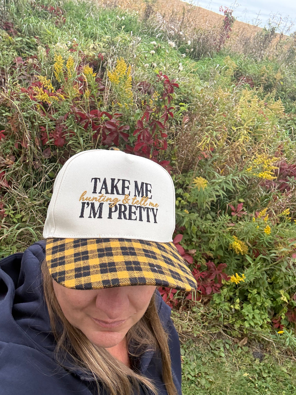 Yellow Plaid Brim / Beige Hat - CUSTOMIZE ME!