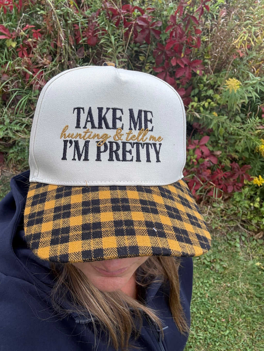 Yellow Plaid Brim / Beige Hat - CUSTOMIZE ME!