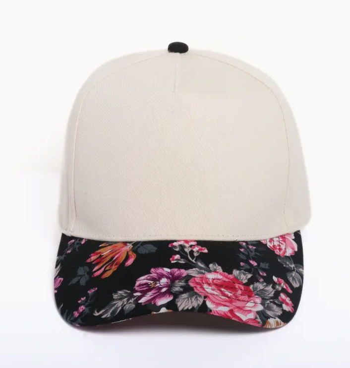 Black Floral Brim Hat - CUSTOMIZE ME!