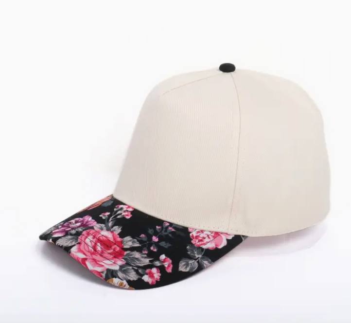 Black Floral Brim Hat - CUSTOMIZE ME!