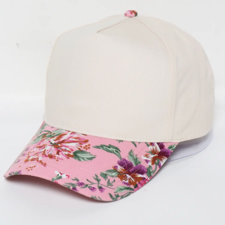 Pink Floral Brim Hat - CUSTOMIZE ME!