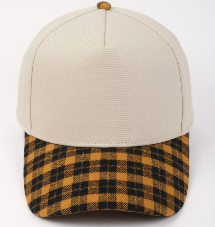Yellow Plaid Brim / Beige Hat - CUSTOMIZE ME!