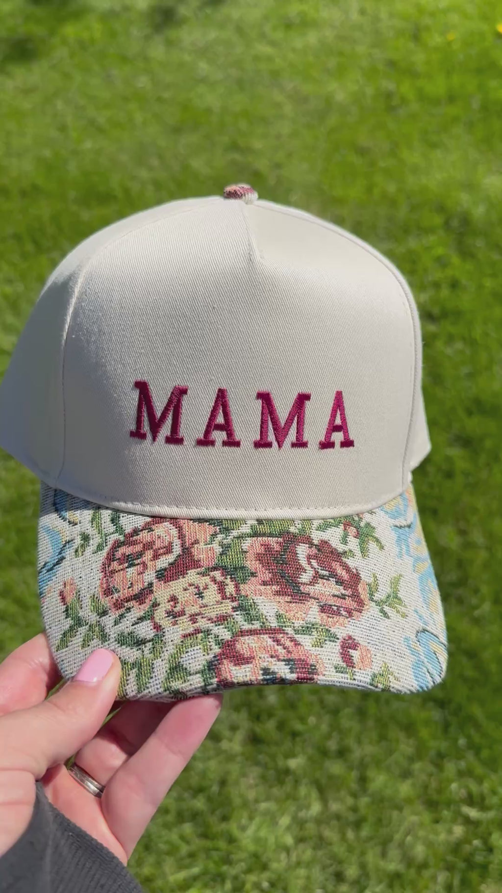 Floral Print Beige Brocade Hat - CUSTOMIZE ME!