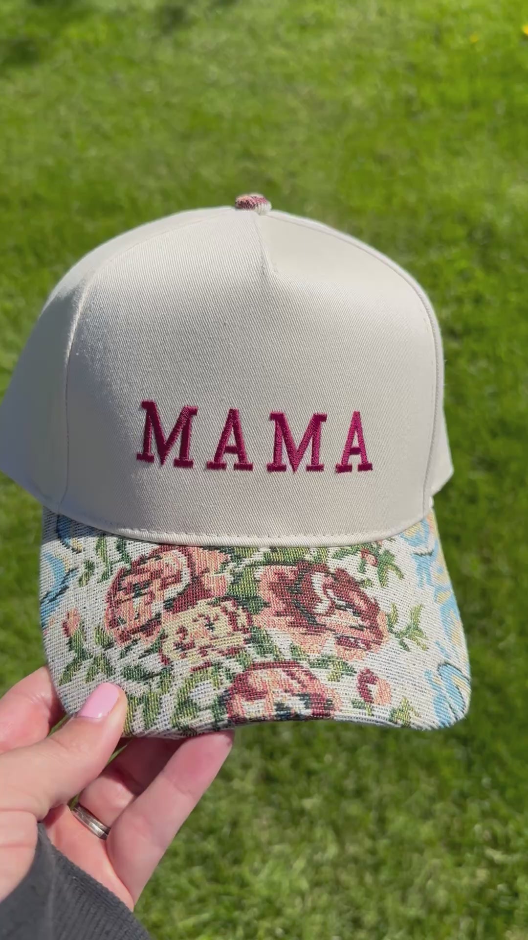 Floral Print Beige Brocade Hat - CUSTOMIZE ME!