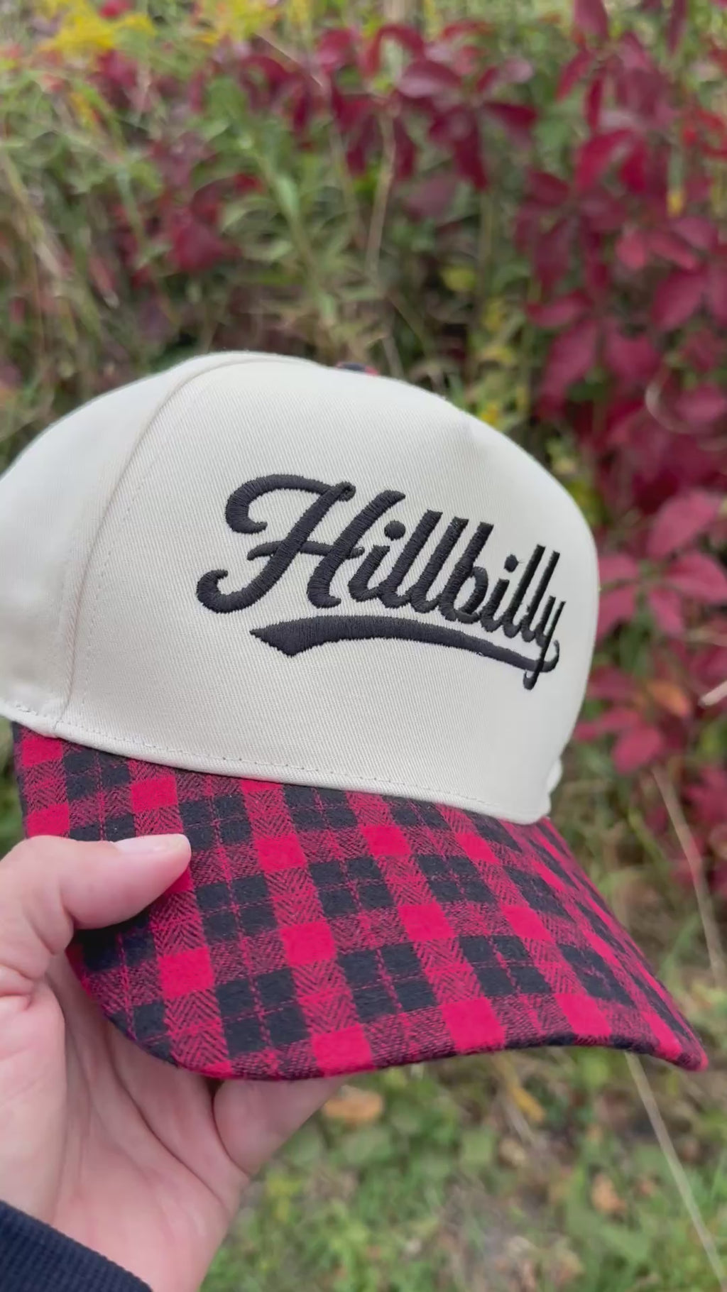 Red Plaid Brim / Beige Hat - CUSTOMIZE ME!